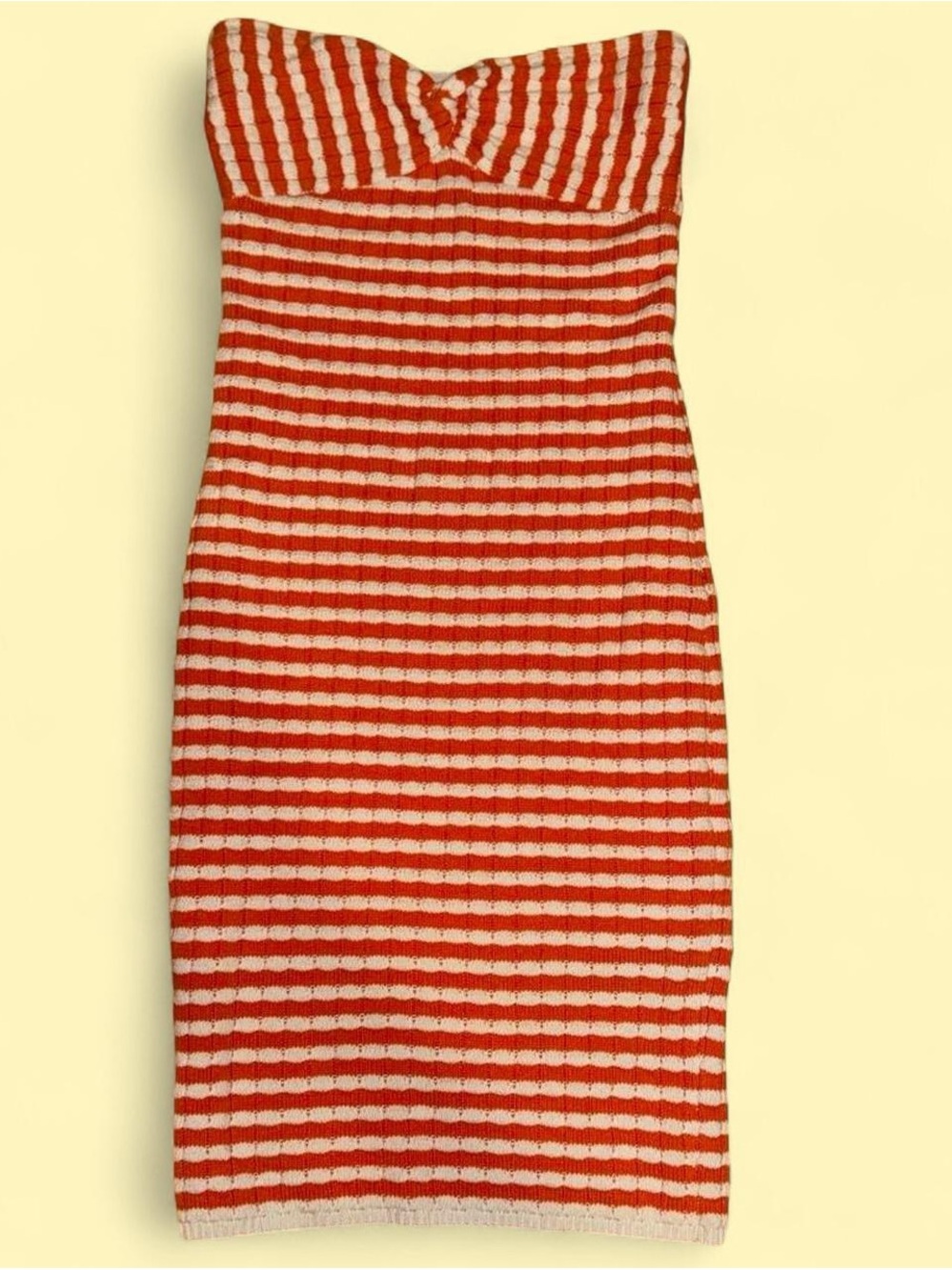 Strapless Red and White Stripe Knit Tube Dress